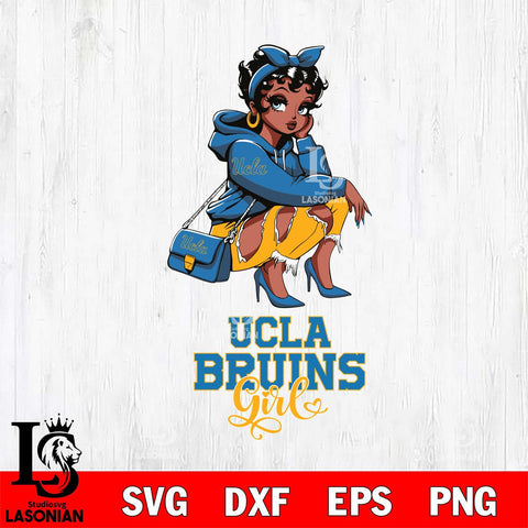 UCLA Bruins Fashion Black Fan Girl Betty Boop, Svg Eps Dxf Png File, Digital Download