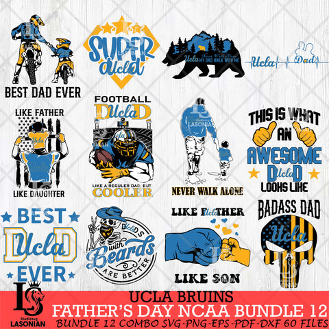 UCLA Bruins Fathers Day NCAA Bundle 12 Svg Eps Dxf Png File, Digital Download, Instant Download