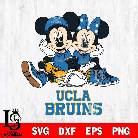 UCLA Bruins Mickey Minnie Mouse Football Sit Svg Eps Dxf Png File, NCAA svg , File Cut , Digital Download , Instant Download, Cut Svg Files