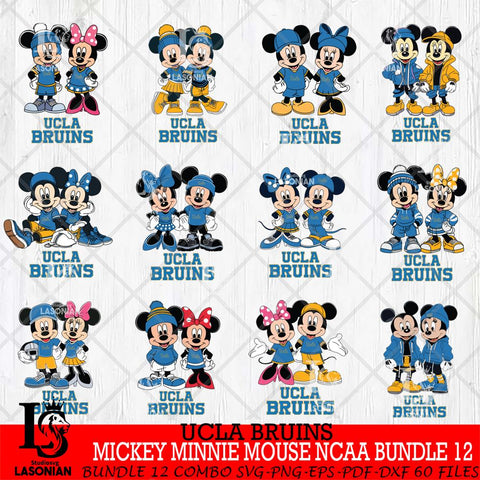 UCLA Bruins Mickey Minnie Mouse NCAA Bundle 12 Svg Eps Dxf Png File, Bundle NCAA svg , File Cut , Digital Download , Instant Download, Cut Svg Files