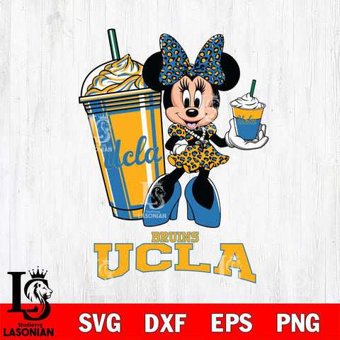 UCLA Bruins Minnie Mouse Fan And Coffee Svg Eps Dxf Png File, Digital Download, Instant Download