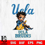 UCLA Bruins Style Black Fan Girl Betty Boop, Svg Eps Dxf Png File, Digital Download