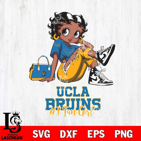 UCLA Bruins #1 Black Fan Girl Betty Boop, Svg Eps Dxf Png File, Digital Download