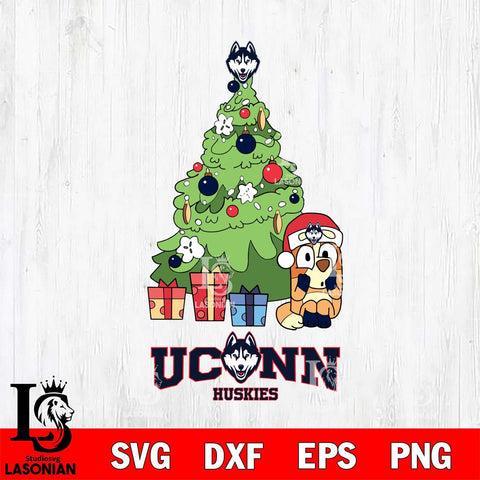 UConn Huskies Bluey Chilli Christmas Tree Svg Eps Dxf Png File, Digital Download