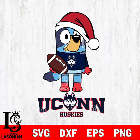 UConn Huskies Bluey Christmas Svg Eps Dxf Png File, Digital Download