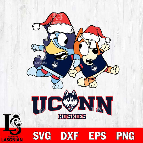 UConn Huskies Bluey Christmas Holiday Svg Eps Dxf Png File, Digital Download