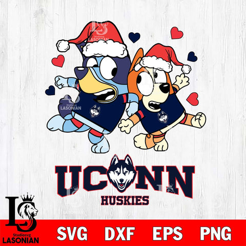 UConn Huskies Bluey Christmas NFL Svg Eps Dxf Png File, Digital Download