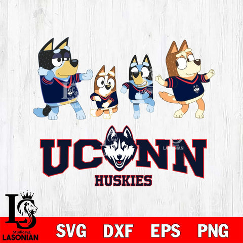 UConn Huskies Bluey Dance Mode Squats Svg Eps Dxf Png File, Digital Download, Instant Download