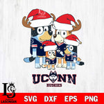 UConn Huskies Christmas Bluey Santa Family Cut Files,Bluey Cricut,Christmas Svg , Bluey svg , Digital Download, dxf eps png pdf file