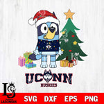 UConn Huskies Christmas Bluey Tree Sport Cut Files,Bluey Cricut,Christmas Svg , Bluey svg , Digital Download, dxf eps png pdf file