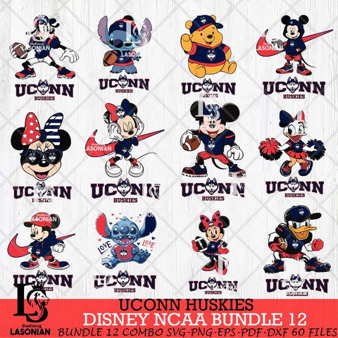 UConn Huskies Disney NCAA Bundle Svg PNG 12 Svg Eps Dxf Png File, Digital Download