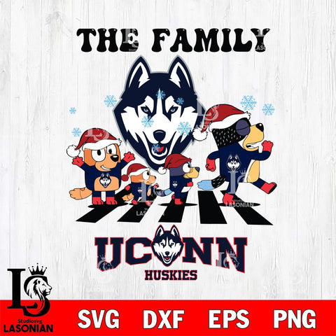 UConn Huskies Family Bluey Christmas Svg Eps Dxf Png File, Digital Download