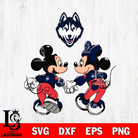 UConn Huskies Fan Minnie And Mickey Love Svg Eps Dxf Png File, Digital Download, Instant Download