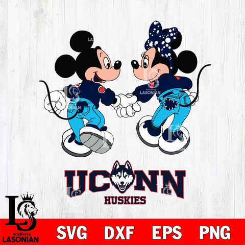 UConn Huskies Mickey Minnie Valentine Rugby Svg Eps Dxf Png File, Digital Download ,Instant Download, Cricut File