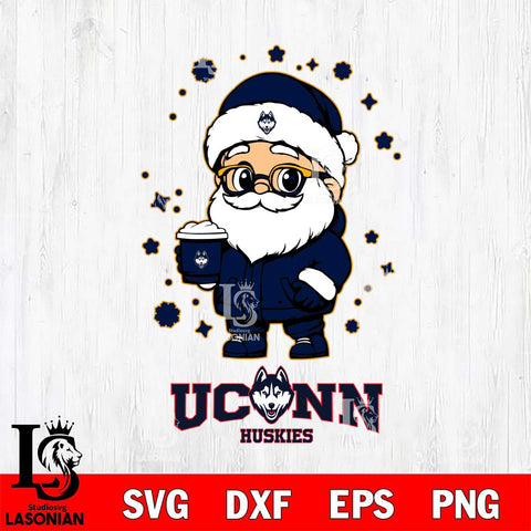 UConn Huskies Santa Claus Coffe Svg dxf eps png pdf file,NCAA svg,Digital Download,Cricut file