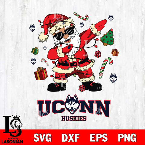 UConn Huskies Santa Claus Football Svg dxf eps png pdf file,NCAA svg,Digital Download,Cricut file