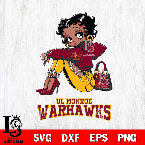 UL Monroe Warhawks Betty Boop Black Fan Girl Svg Eps Dxf Png File, Digital Download, Instant Download