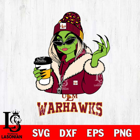 UL Monroe Warhawks Boujee Grinch Girls Christmas Cut Files Cricut, Svg Dxf Eps Png file, Digital download , Silhouette