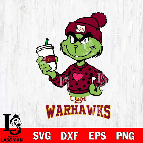 UL Monroe Warhawks Boujee Grinch Heart Christmas Cut Files Cricut, Svg Dxf Eps Png file, Digital download , Silhouette