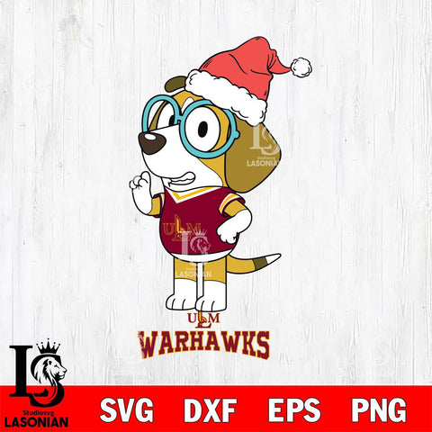 UL Monroe Warhawks Christmas Bluey Honey Sport Cut Files,Bluey Cricut,Christmas Svg , Bluey svg , Digital Download, dxf eps png pdf file