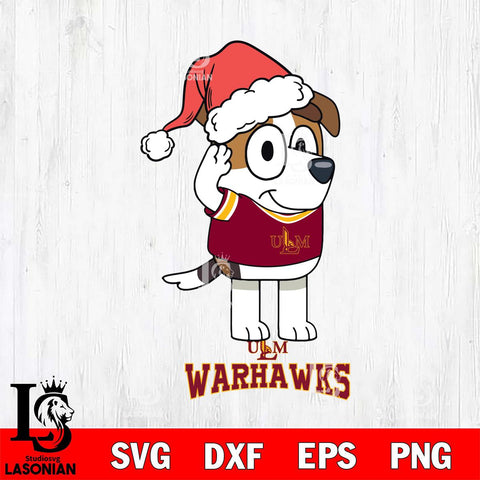 UL Monroe Warhawks Christmas Bluey Jack Sport Cut Files,Bluey Cricut,Christmas Svg , Bluey svg , Digital Download, dxf eps png pdf file