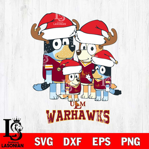 UL Monroe Warhawks Christmas Bluey Santa Family Cut Files,Bluey Cricut,Christmas Svg , Bluey svg , Digital Download, dxf eps png pdf file