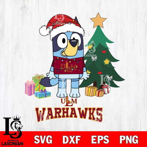 UL Monroe Warhawks Christmas Bluey Tree Sport Cut Files,Bluey Cricut,Christmas Svg , Bluey svg , Digital Download, dxf eps png pdf file