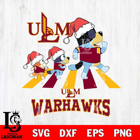 UL Monroe Warhawks Christmas Family Bluey Walking Cut Files,Bluey Cricut,Christmas Svg , Bluey svg , Digital Download, dxf eps png pdf file