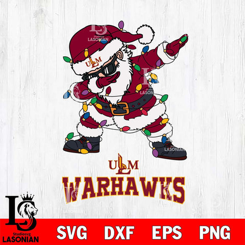 UL Monroe Warhawks Dabbing Santa Claus Ugly Christmas Svg dxf eps png pdf file,NCAA svg,Digital Download,Cricut file