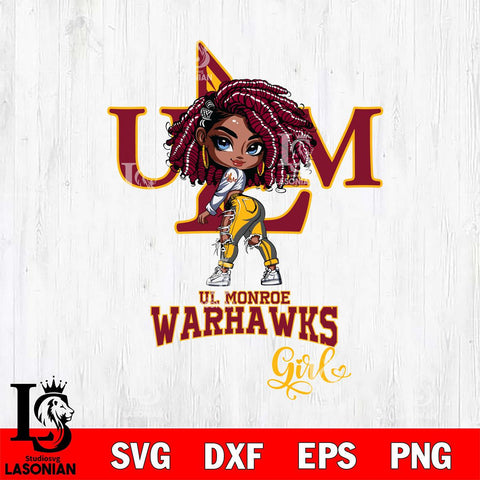 UL Monroe Warhawks Fan Girl Svg Eps Dxf Png File, Digital Download, Instant Download