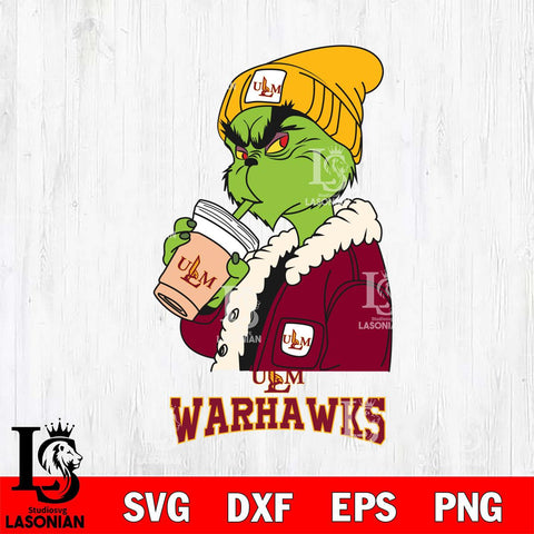 UL Monroe Warhawks Grinch Bougie Football Svg Eps Dxf Png File, Digital Download, Instant Download