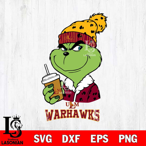 UL Monroe Warhawks Grinch hat Svg Eps Dxf Png File, Digital Download, Instant Download