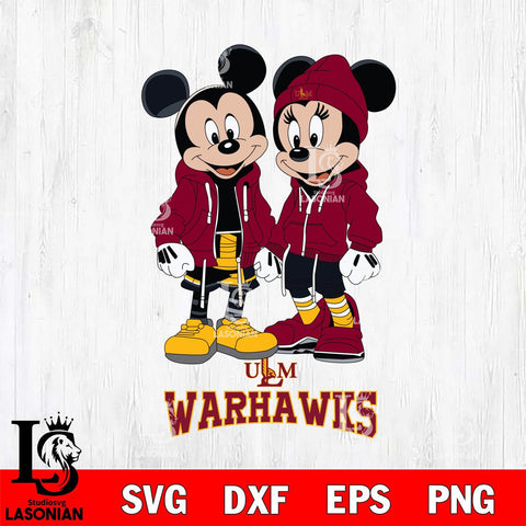 UL Monroe Warhawks Mickey Minnie Mouse Rugby Svg Eps Dxf Png File, NCAA svg , File Cut , Digital Download , Instant Download, Cut Svg Files