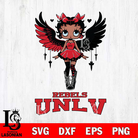 UNLV Rebels Anglel Black Fan Girl Betty Boop, Svg Eps Dxf Png File, Digital Download