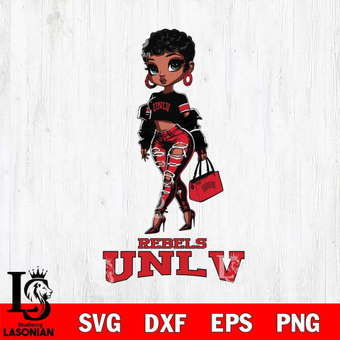 UNLV Rebels Beautiful Black Fan Girl, Svg Eps Dxf Png File, Digital Download