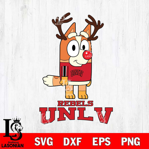 UNLV Rebels Bluey Chilli Christmas Deer Svg Eps Dxf Png File, Digital Download