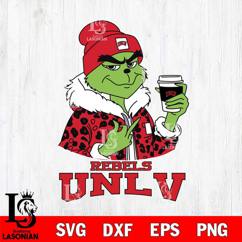 UNLV Rebels Boujee Grinch Leopard Christmas Cut Files Cricut, Svg Dxf Eps Png file, Digital download , Silhouette