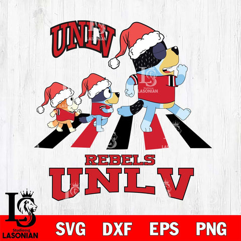 UNLV Rebels Christmas Family Bluey Walking Cut Files,Bluey Cricut,Christmas Svg , Bluey svg , Digital Download, dxf eps png pdf file