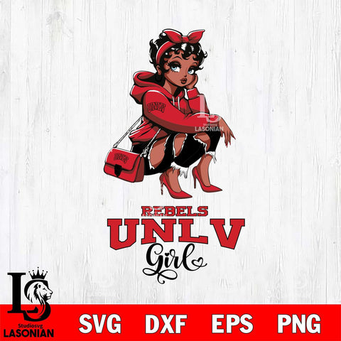 UNLV Rebels Fashion Black Fan Girl Betty Boop, Svg Eps Dxf Png File, Digital Download