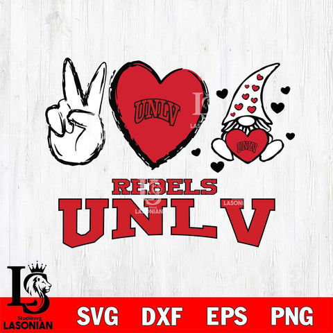 UNLV Rebels Gnomes Peace & Love Svg Eps Dxf Png File, Digital Download, Instant Download