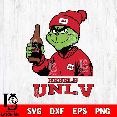 UNLV Rebels Grinch Drinking Beer Christmas Cut Files Cricut, Svg Dxf Eps Png file, Digital download , Silhouette