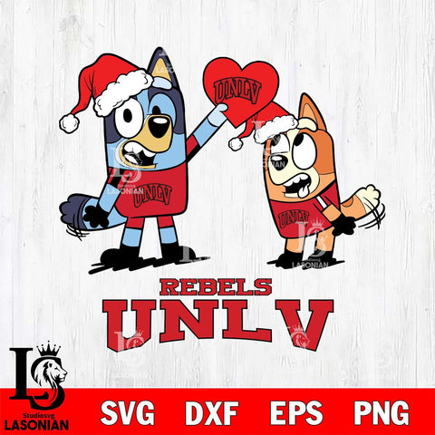 UNLV Rebels Love Bluey Christmas Svg Eps Dxf Png File, Digital Download