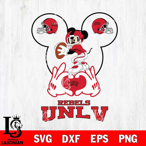 UNLV Rebels Mickey Heart Rugby Svg Eps Dxf Png File, Digital Download ,Instant Download, Cricut File