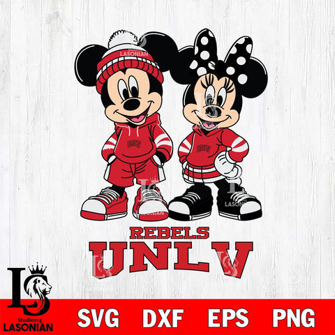 UNLV Rebels Mickey Minnie Rugby Hoodie Svg Eps Dxf Png File, NCAA svg , File Cut , Digital Download , Instant Download, Cut Svg Files