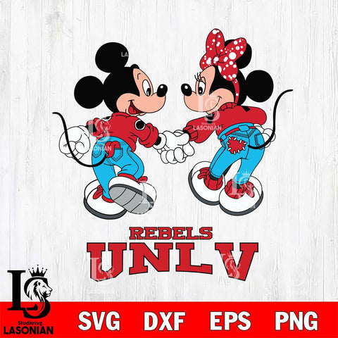 UNLV Rebels Mickey Minnie Valentine Rugby Svg Eps Dxf Png File, Digital Download ,Instant Download, Cricut File