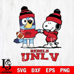 UNLV Rebels Snoopy & Bluey Football Svg Eps Dxf Png File,NCAA Svg Files,Chill Guy svg ,Digital Download ,Instant Download, Cricut File