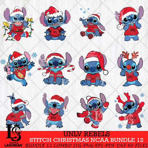 UNLV Rebels Stitch Christmas NCAA Bundle 12 Svg Eps Dxf Png File, Digital Download, Instant Download