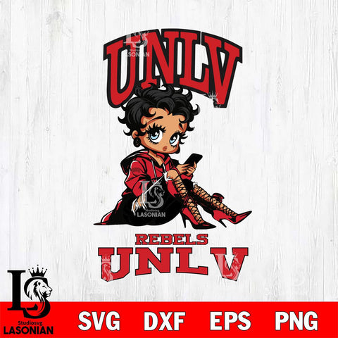 UNLV Rebels Style Black Fan Girl Betty Boop, Svg Eps Dxf Png File, Digital Download