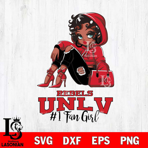 UNLV Rebels #1 beauty Black Fan Girl, Svg Eps Dxf Png File, Digital Download