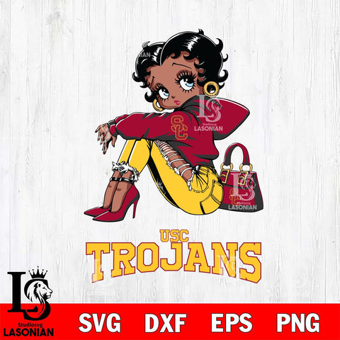 USC Trojans Betty Boop Black Fan Girl Svg Eps Dxf Png File, Digital Download, Instant Download